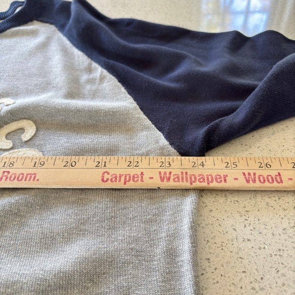 RALPH LAUREN POLO JEANS Sweater Pullover Ringer Shirt Logo Mens Large Gray Navy - Picture 10 of 11